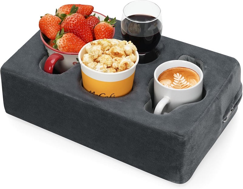 TwentyNext Couch Cup Holder Pillow,Couch Drink Holder,Octagon Couch Caddy for Coffee Cup,Phone,Remote,Couch Cup Holder Tray for Bed,Car,Sofa,Table - Image 1