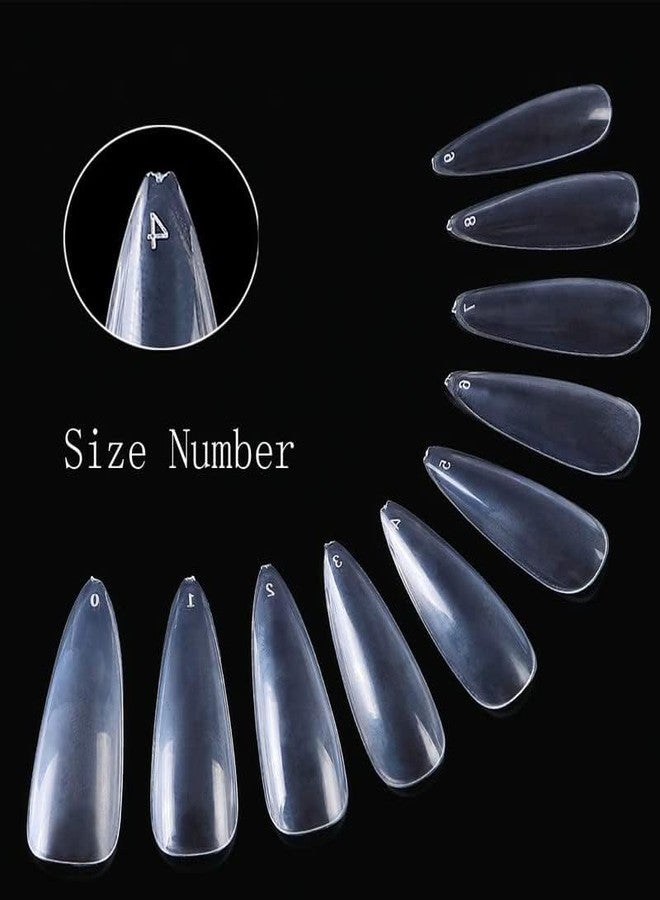 FAMEZA Long Stiletto Sharp False Nails Clear Claw Full Cover Artificial Fake Nail Art Tip 100Pcs For Nail Salon,10 Sizes (Clear) - Image 4