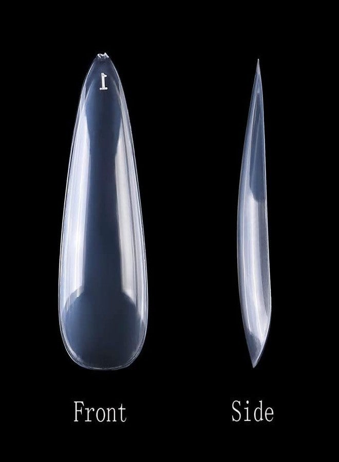 FAMEZA Long Stiletto Sharp False Nails Clear Claw Full Cover Artificial Fake Nail Art Tip 100Pcs For Nail Salon,10 Sizes (Clear) - Image 5