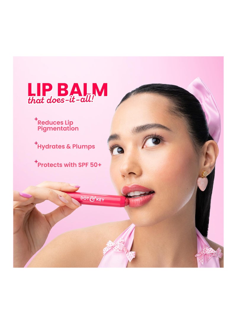 Dot & Key Meltie Lip Balm SPF 50+++ In-Vivo Tested With 2% Kojic & Vitamin C | Hydrates Dry, Chapped Lips, Lightens Pigmentation, Brightens Lips | With Shea & Mango Butters, Peptide Infused | Strawberry Glaze | 4g - Image 2