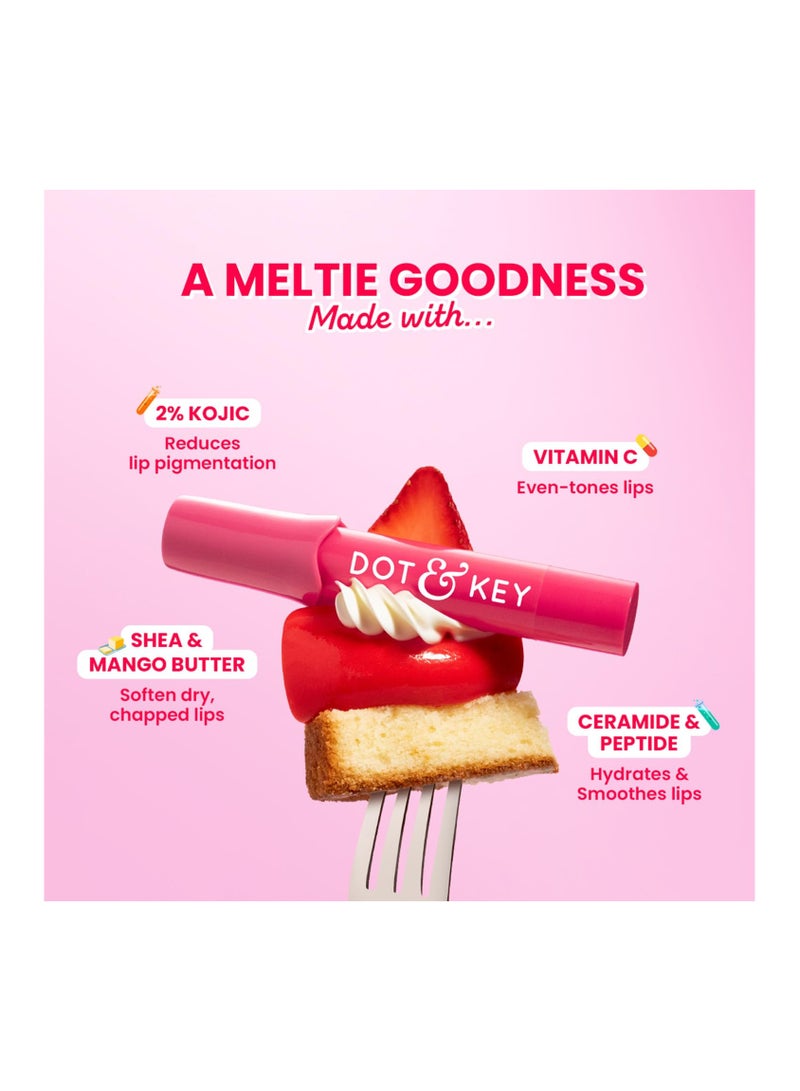 Dot & Key Meltie Lip Balm SPF 50+++ In-Vivo Tested With 2% Kojic & Vitamin C | Hydrates Dry, Chapped Lips, Lightens Pigmentation, Brightens Lips | With Shea & Mango Butters, Peptide Infused | Strawberry Glaze | 4g - Image 3