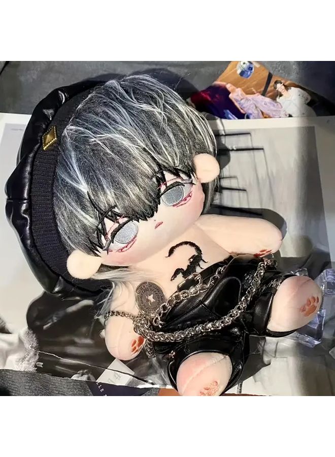 Male Baby Doll With Skeleton Movable Arms Gray White Hair T Shirt Pants Outfit - Image 2