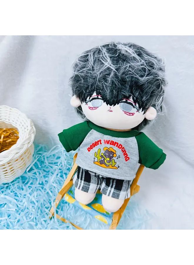 Male Baby Doll With Skeleton Movable Arms Gray White Hair T Shirt Pants Outfit - Image 4