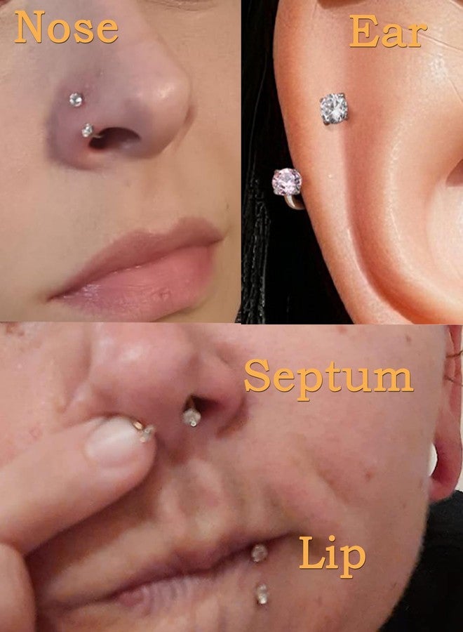 QWALIT 18g Horseshoe Nose Ring Double Stud Gem Horse Shoe Nose Ring Hoop for Women Surgical Steel U Shape Half Earring Gold Tragus Earring Hoops Lip Helix Piercing Jewelry Septum Rings 18 gauge 8mm - Image 3