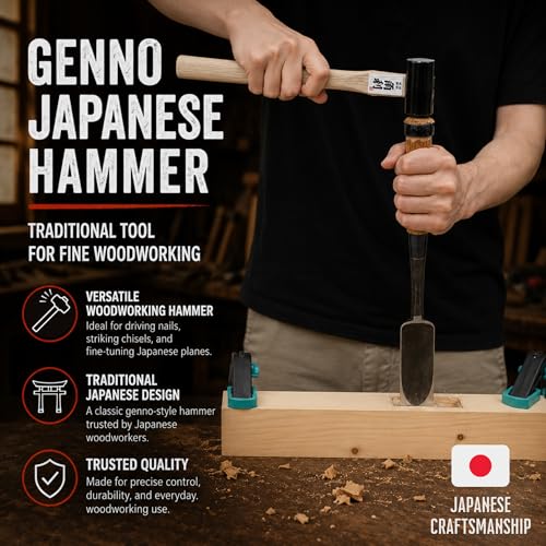 KAKURI Chisel Hammer 20 oz 570g Japanese Daruma Hammer Woodworking Carpenter Tool for Chiseling Wood Carving Large Face Heavy Duty Japanese Carbon Steel Round Head Black Made in JAPAN - Image 3