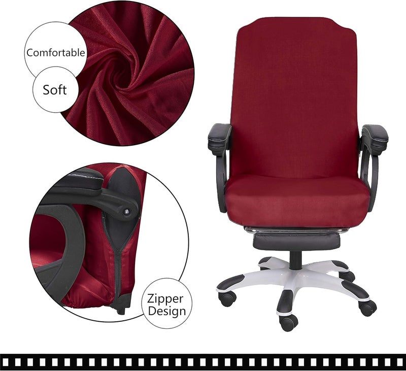 SARAFLORA Office Chair Cover- Large, Burgundy- Removable Computer Chair Cover for Office Chair with Zipper for Universal Rotating Chair Desk Chair Cover High Back Chair Seat Washable Protector for Pet - Image 5
