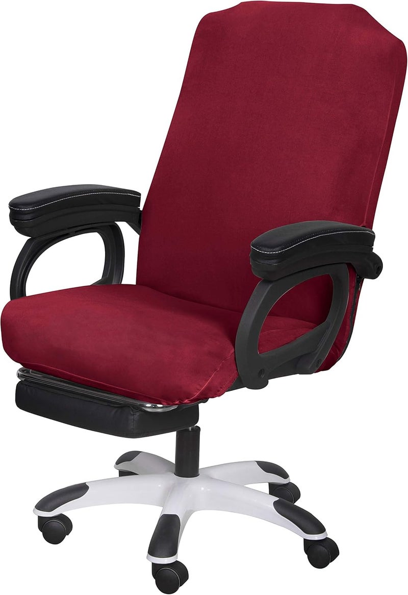 SARAFLORA Office Chair Cover- Large, Burgundy- Removable Computer Chair Cover for Office Chair with Zipper for Universal Rotating Chair Desk Chair Cover High Back Chair Seat Washable Protector for Pet - Image 1