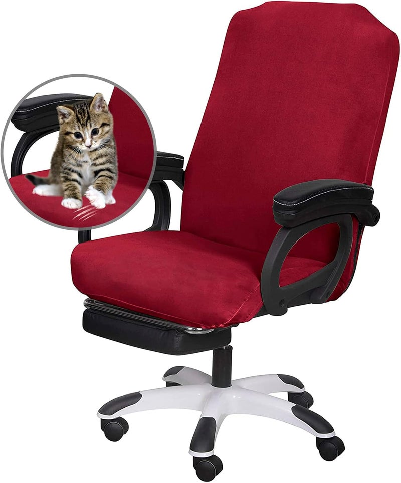 SARAFLORA Office Chair Cover- Large, Burgundy- Removable Computer Chair Cover for Office Chair with Zipper for Universal Rotating Chair Desk Chair Cover High Back Chair Seat Washable Protector for Pet - Image 2