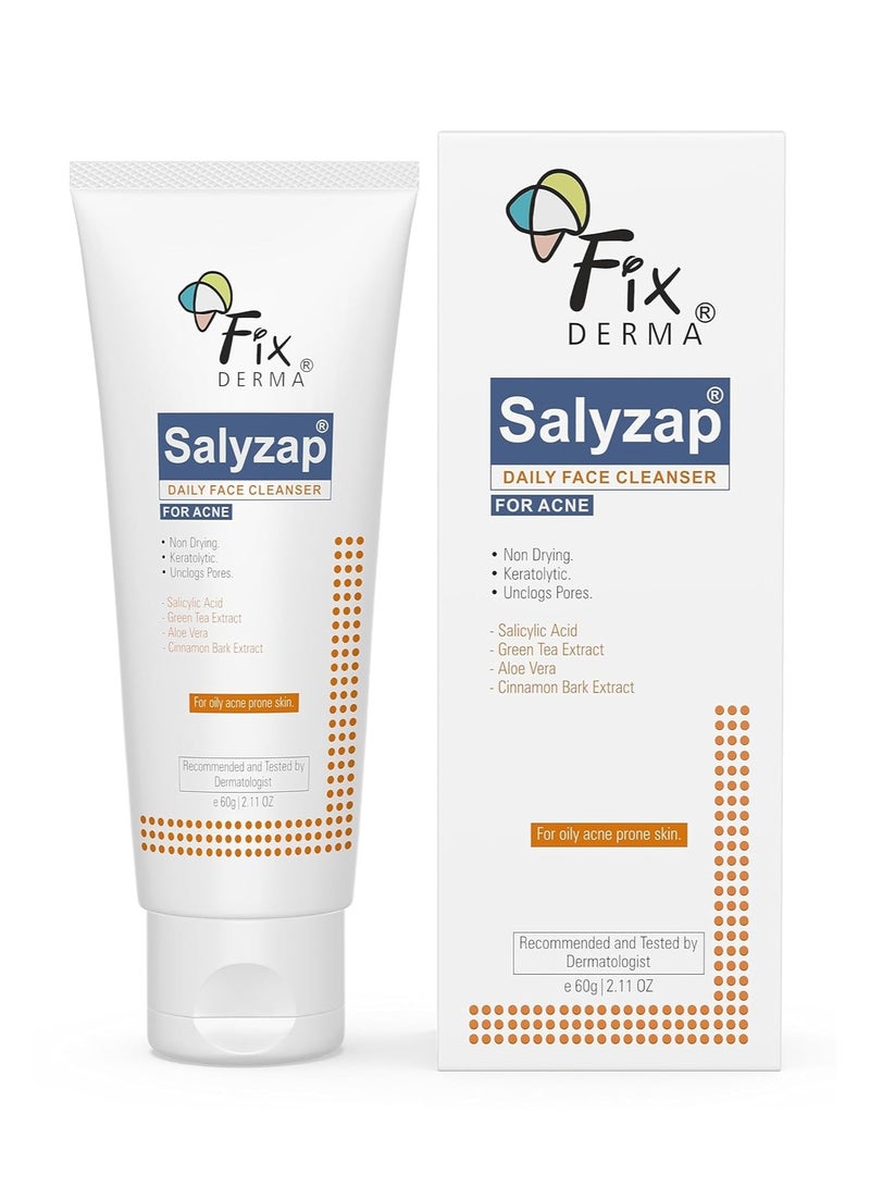 FIXDERMA 2% Salicylic Acid Face Wash for Oily Skin | Sulphate Free | Face Cleanser for Acne or Pimples | Acne Clearing Face Wash for Men & Women - 60 ML - Image 1