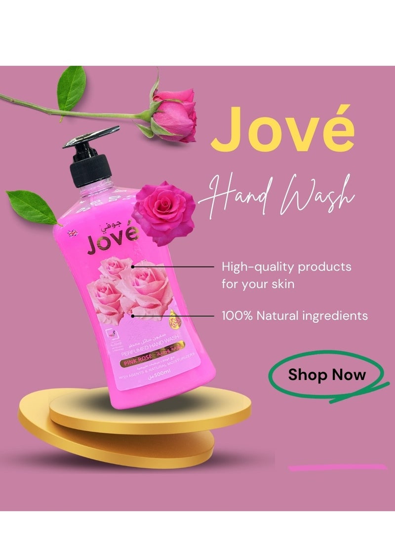 Jove Hand Wash – Pink Rose Scent – Pack of 3 Bottles – Gentle & Moisturizing Liquid Soap – 500ml Each  - Image 3