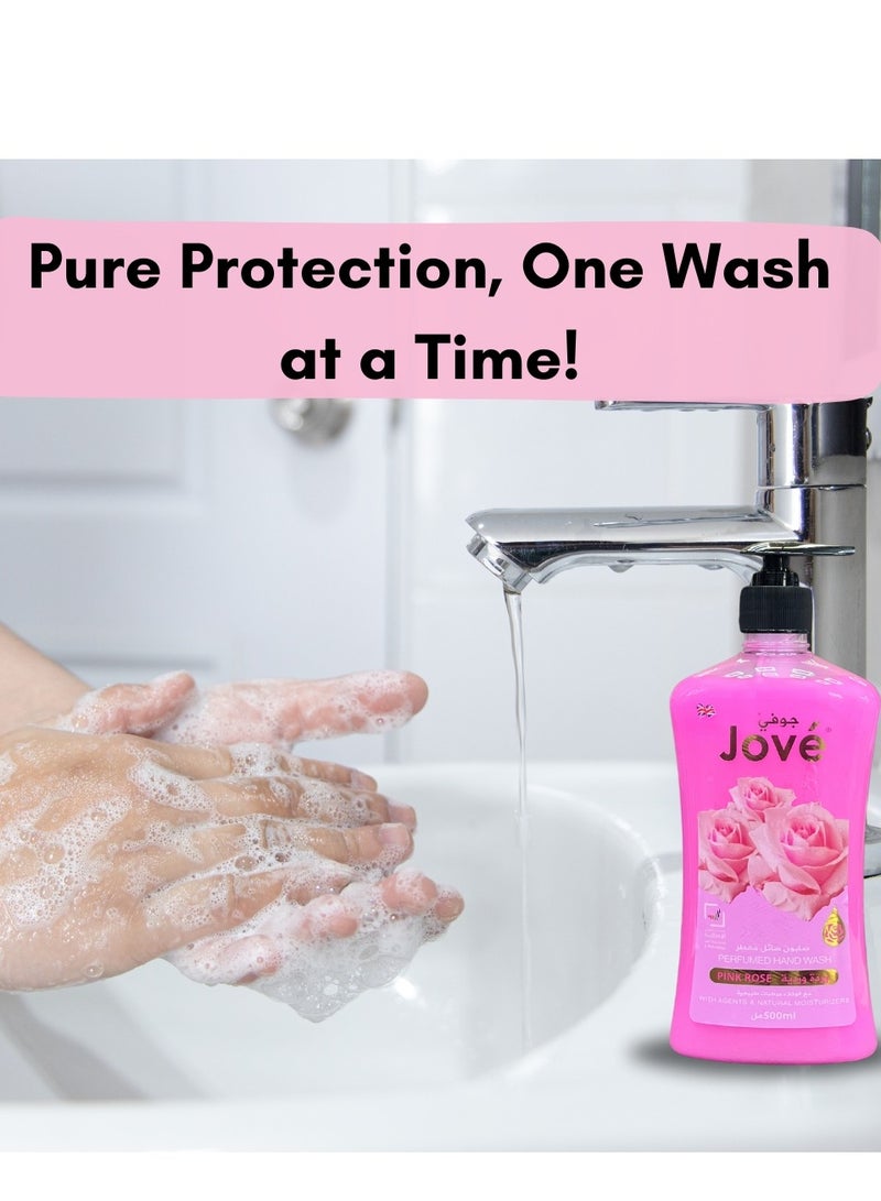 Jove Hand Wash – Pink Rose Scent – Pack of 3 Bottles – Gentle & Moisturizing Liquid Soap – 500ml Each - Image 3