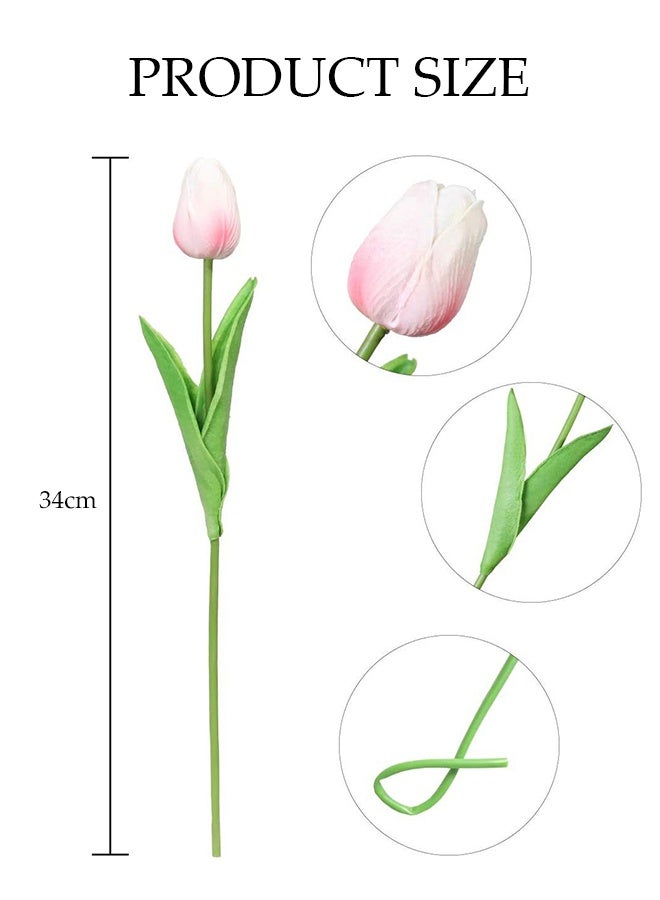 DUNISO 12 Pcs Artificial Tulip Flowers，PU Real Touch Tulips，DIY Decorative Fake Flowers，Table Centerpiece Flower Arrangement Bouquet，Durable,Easy to Care for，for Hotel Home Office Kitchen Wedding Farmhouse Décor - Image 2