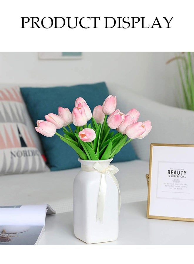 DUNISO 12 Pcs Artificial Tulip Flowers，PU Real Touch Tulips，DIY Decorative Fake Flowers，Table Centerpiece Flower Arrangement Bouquet，Durable,Easy to Care for，for Hotel Home Office Kitchen Wedding Farmhouse Décor - Image 3
