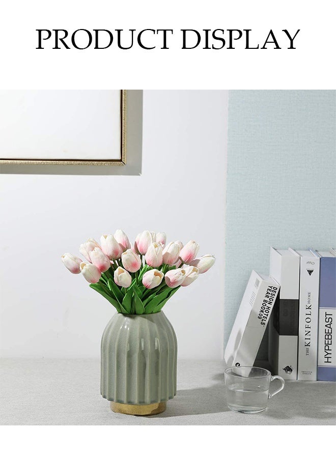 DUNISO 12 Pcs Artificial Tulip Flowers，PU Real Touch Tulips，DIY Decorative Fake Flowers，Table Centerpiece Flower Arrangement Bouquet，Durable,Easy to Care for，for Hotel Home Office Kitchen Wedding Farmhouse Décor - Image 5