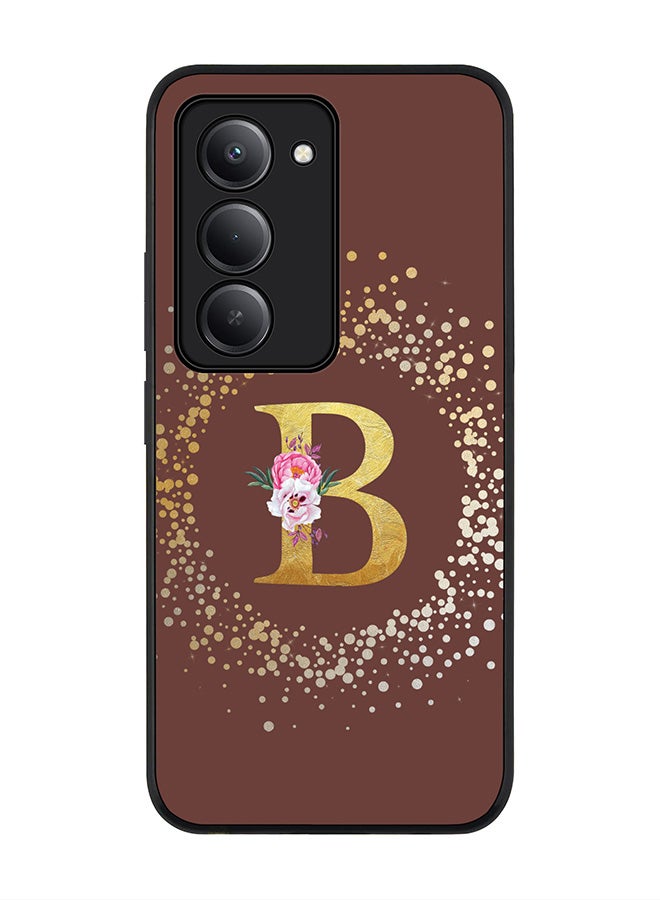 Stylizedd For Xiaomi Redmi 15 5G Case,Slim fit Camera Protection, Shockproof Thin Phone cover  - Custom Monogram Floral - B  (Brown ) - Image 1