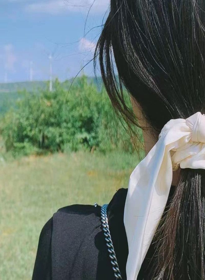 Guqqeuc Chiffon Scrunchies with Knotted Ribbon Tails - Ponytail Holders for Women and Girls, 3 Pcs - Image 2