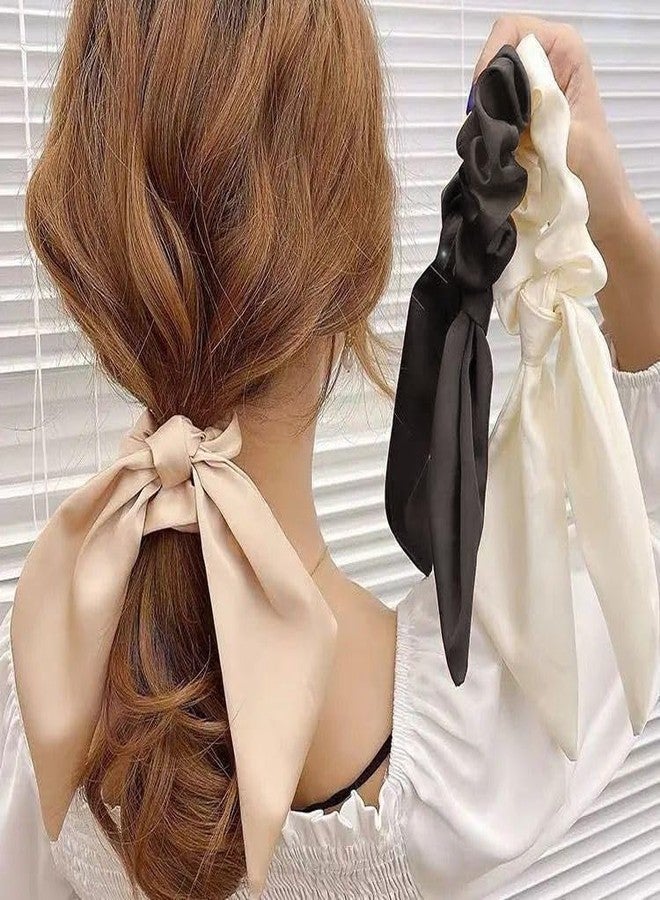 Guqqeuc Chiffon Scrunchies with Knotted Ribbon Tails - Ponytail Holders for Women and Girls, 3 Pcs - Image 4