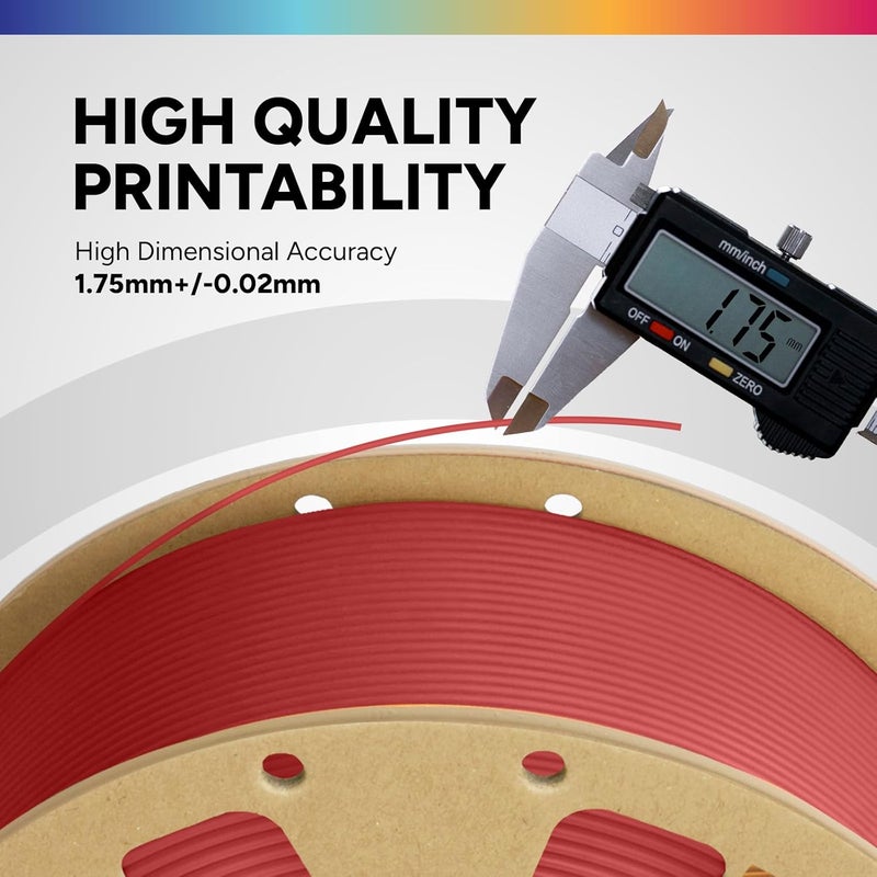 OVERTURE PLA Filament 1.75mm, Neatly Wound 3D Printer Filament 1kg Spool (2.2lbs), Dimensional Accuracy +/- 0.02 mm, Fit Most FDM 3D Printers (Fresh Red) - Image 3