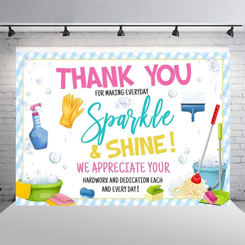 ARS Housekeeping Housekeepers Week Banner Decorations Gifts Thank You for All You Do We Appreciate You Sign Backdrops Wall Party Decor Supplies Photography Background Photo Booth 70.8x43.3inch - Image 4