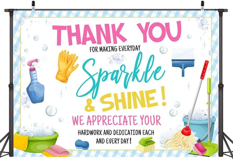 ARS Housekeeping Housekeepers Week Banner Decorations Gifts Thank You for All You Do We Appreciate You Sign Backdrops Wall Party Decor Supplies Photography Background Photo Booth 70.8x43.3inch - Image 2
