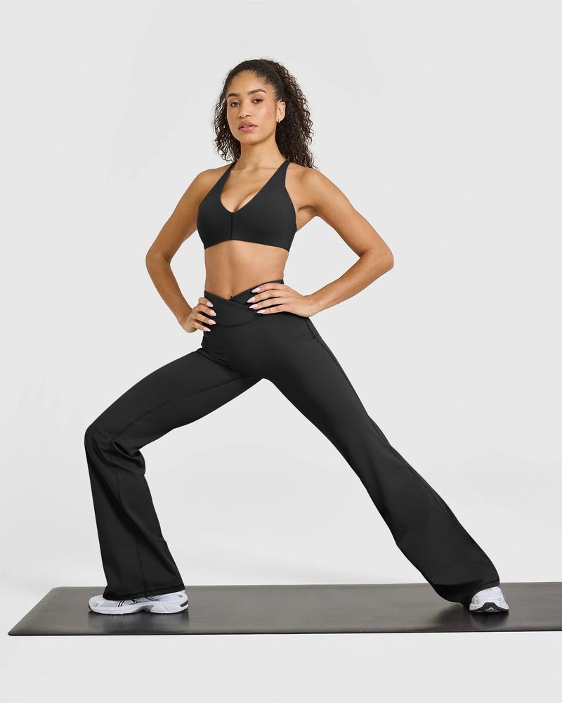 OQQ Yoga Pants Women High Waist Casual Soft Crossover Straight Leg Black - Image 3