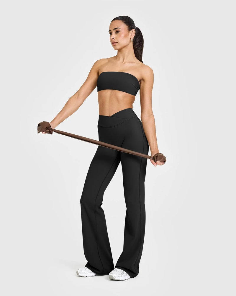 OQQ Yoga Pants Women High Waist Casual Soft Crossover Straight Leg Black - Image 5