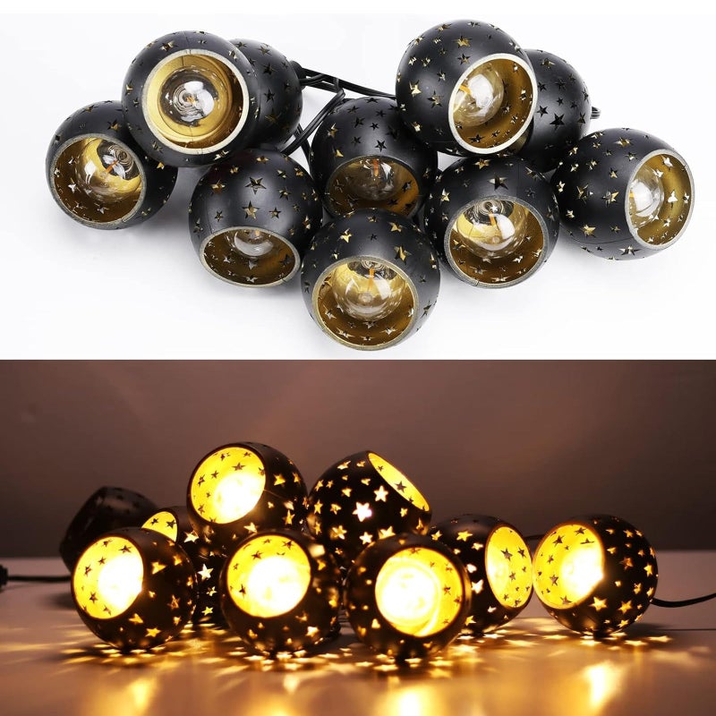 Vigdur Lantern String Lights, Star String Lights Plug in with 10 Clear G40 Bulbs and Star Plastic Lamp Shades, Connectable Moroccan Decoration Light for Home Holiday Party Decorations(9.84FT) - Image 5