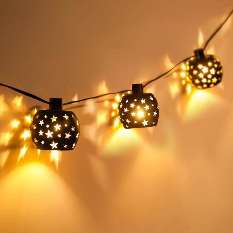 Vigdur Lantern String Lights, Star String Lights Plug in with 10 Clear G40 Bulbs and Star Plastic Lamp Shades, Connectable Moroccan Decoration Light for Home Holiday Party Decorations(9.84FT) - Image 1