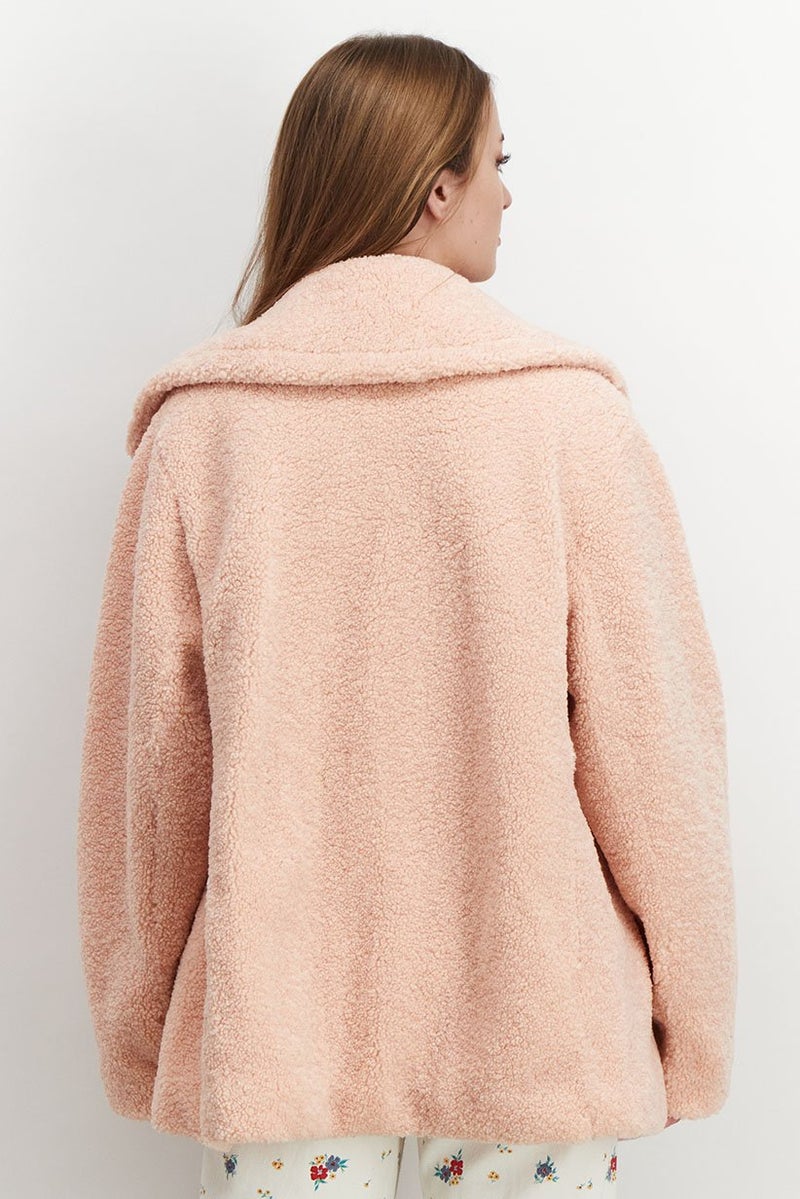 Kensie Women Plushy Long Sleeves Reversible Jacket, Pale Pink - Image 4