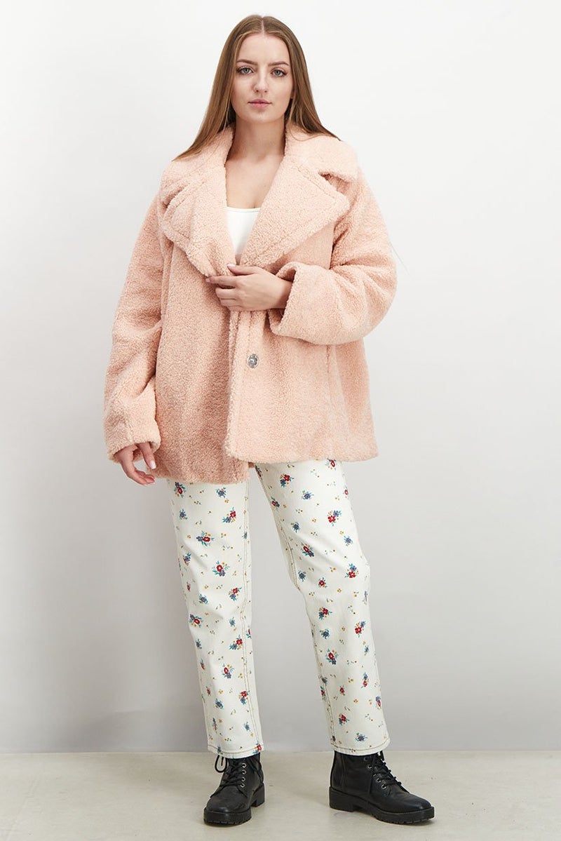 Kensie Women Plushy Long Sleeves Reversible Jacket, Pale Pink - Image 3