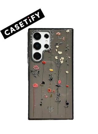 Glittering charcoal with floral accents