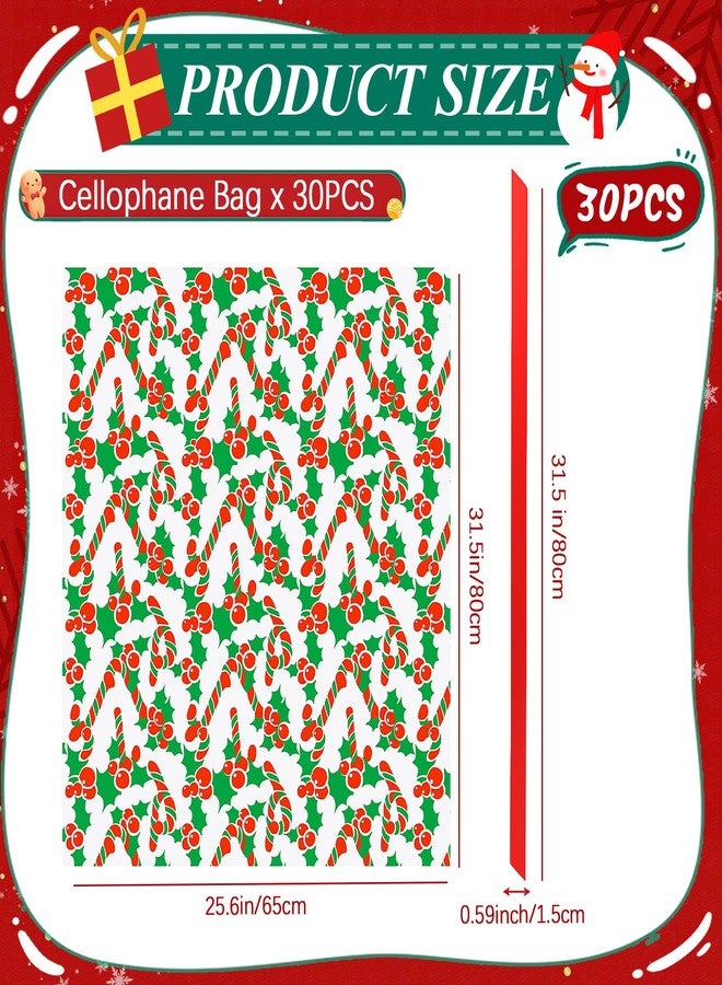 Tenceur 30 Pcs Palm Sunday Large Cellophane Gift Bags with Red Ribbons 25.6 x 31.5 Inch Clear Waterproof Holiday Basket Wrapping Festive Designs for Gifts, Crafts, Dolls, and Toys - Image 2