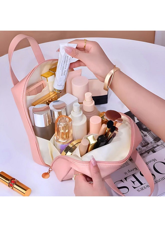 NFI essentials NFI essentials Portable Handheld Makeup Bag for Women with Compartments Large Capacity Travel Toiletry Cosmetic Bag with Handle Large Opening Makeup Pouch  - Image 2