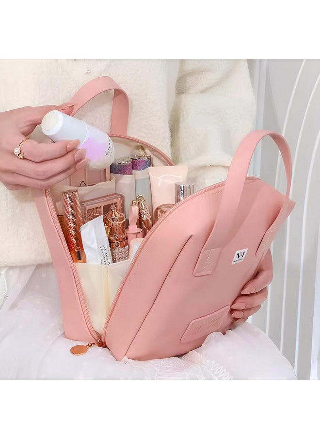 NFI essentials NFI essentials Portable Handheld Makeup Bag for Women with Compartments Large Capacity Travel Toiletry Cosmetic Bag with Handle Large Opening Makeup Pouch  - Image 5