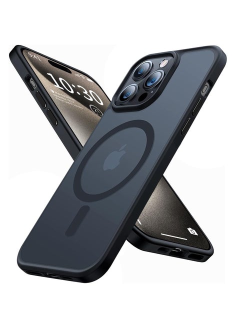 iPhone 15 Pro Max Case Cover Compatible with Magsafe Magnetic Designed Shockproof Case Translucent Matte Protective Cover Back Hard Cases with Magnet for iPhone 15 Pro Max Case Black