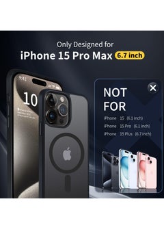 INFOSUN iPhone 15 Pro Max Case Cover Compatible with Magsafe Magnetic Designed Shockproof Case Translucent Matte Protective Cover Back Hard Cases with Magnet for iPhone 15 Pro Max Case Black  - Image 2