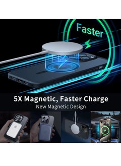 INFOSUN iPhone 15 Pro Max Case Cover Compatible with Magsafe Magnetic Designed Shockproof Case Translucent Matte Protective Cover Back Hard Cases with Magnet for iPhone 15 Pro Max Case Black  - Image 3