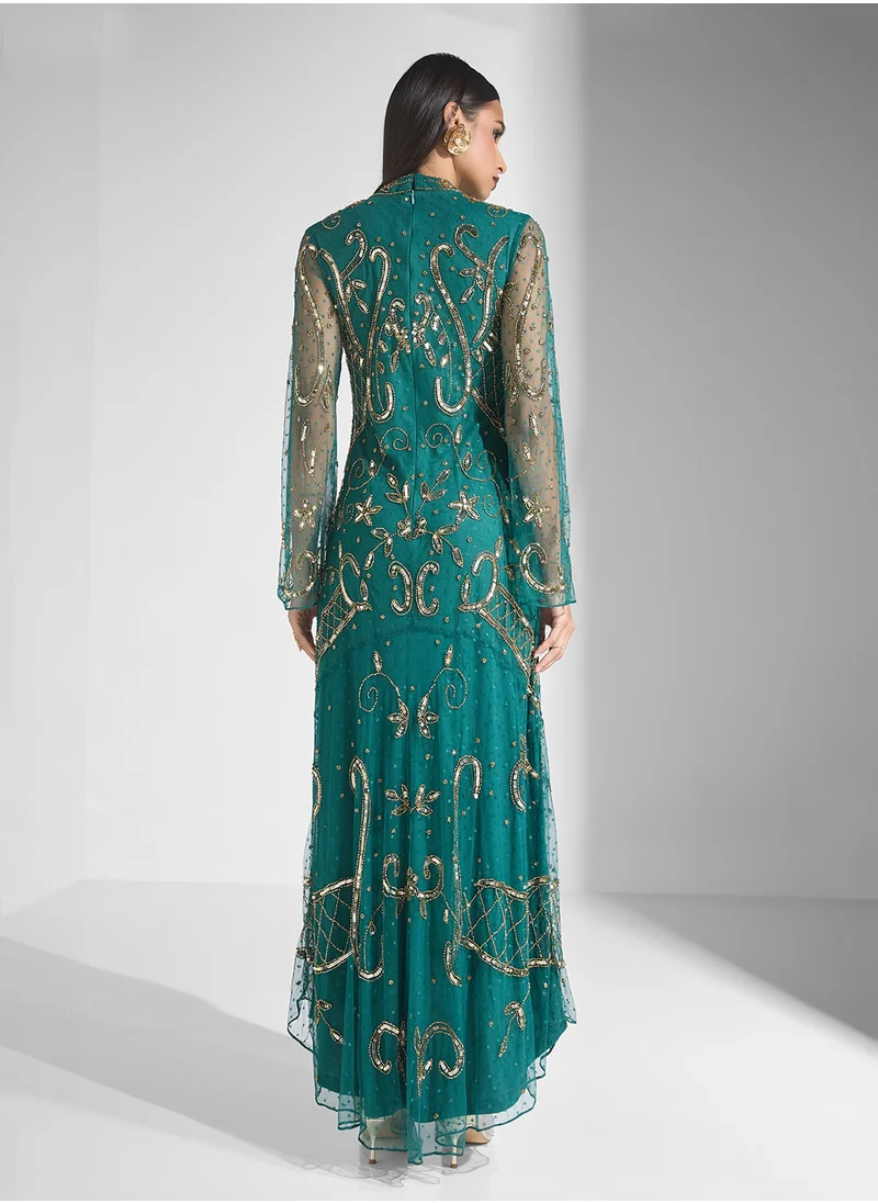 Frock and Frill Embellished Dipped Hem Dress