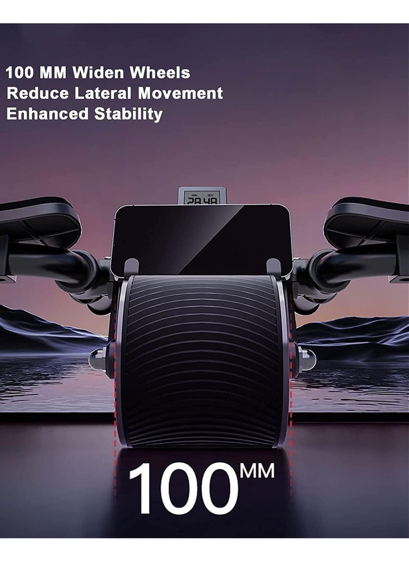 Ab Roller with Elbow Support and Timer - Automatic Rebound Abdominal Wheel with Knee Mat - Ab Wheel Roller for Core Workout Equipment Abdominal Exercise