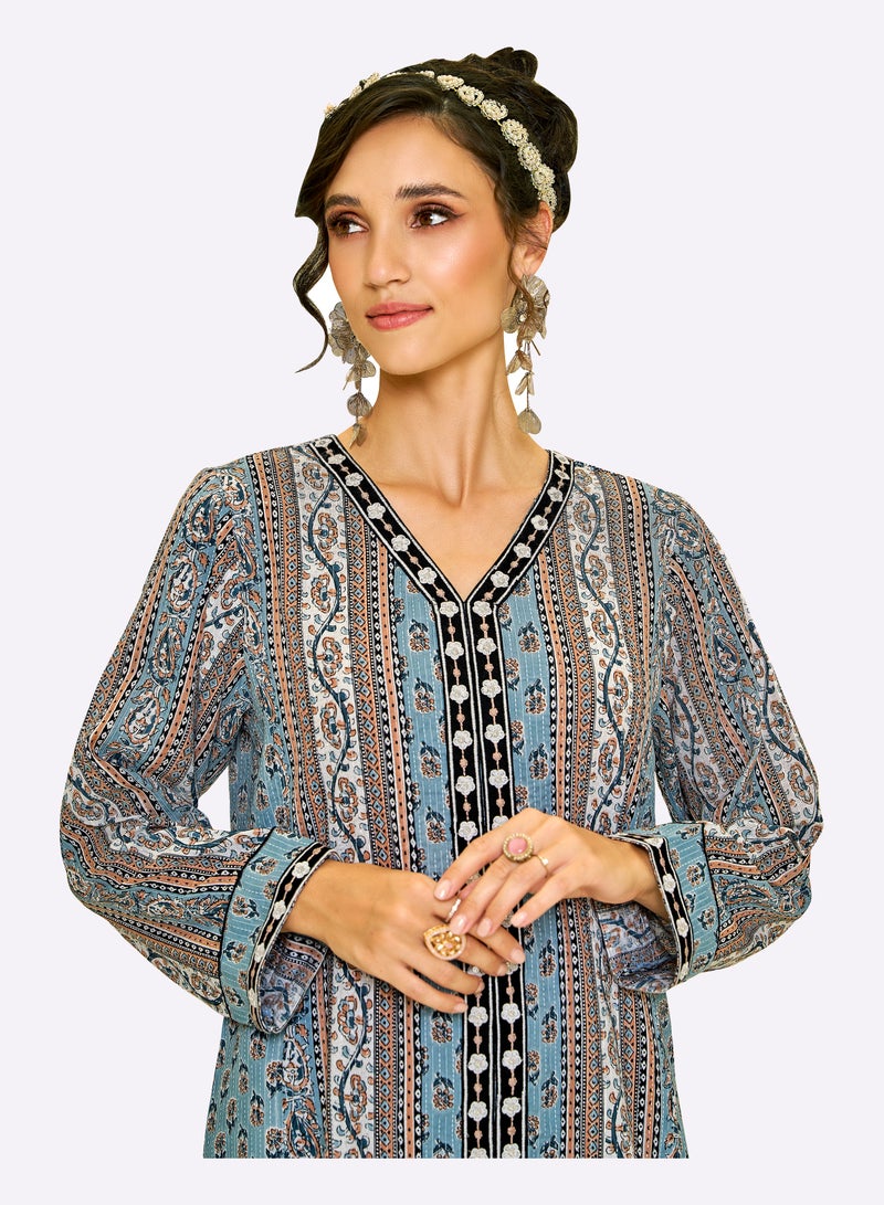 Sara Arabia Flora Stripe Jalabiya - Image 4