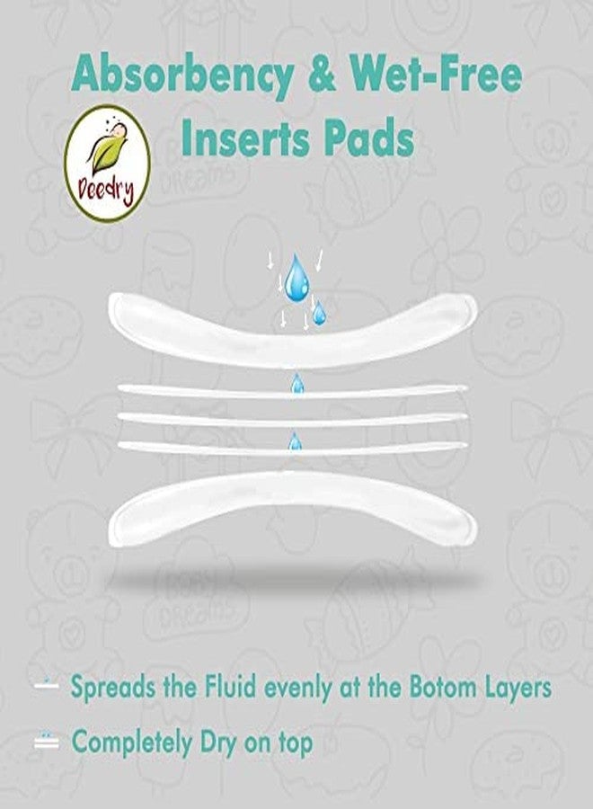 Deedry Oeko-Tex Certified Washable & Reusable Diapers With Adjustable Snap Buttons (One Size Perfect Fit), Comes With Absorbent Inserts/Pads- (3Months- 3Years) (1 Blue + 2 Print Diaper) - Image 3