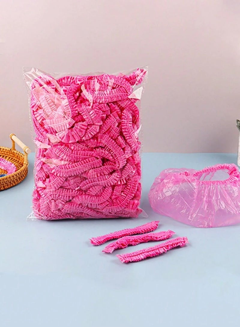 Generic 100 Disposable Plastic Covers - Pink Plastic for Hygiene Use  - Image 1