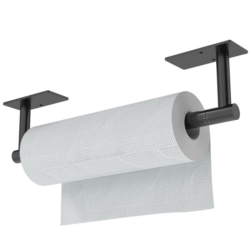 RARXTR RARXTR Paper Towel Holder Black Under Cabinet Adhesive Wall Mounted Matte Black SUS304 Stainless Steel 
