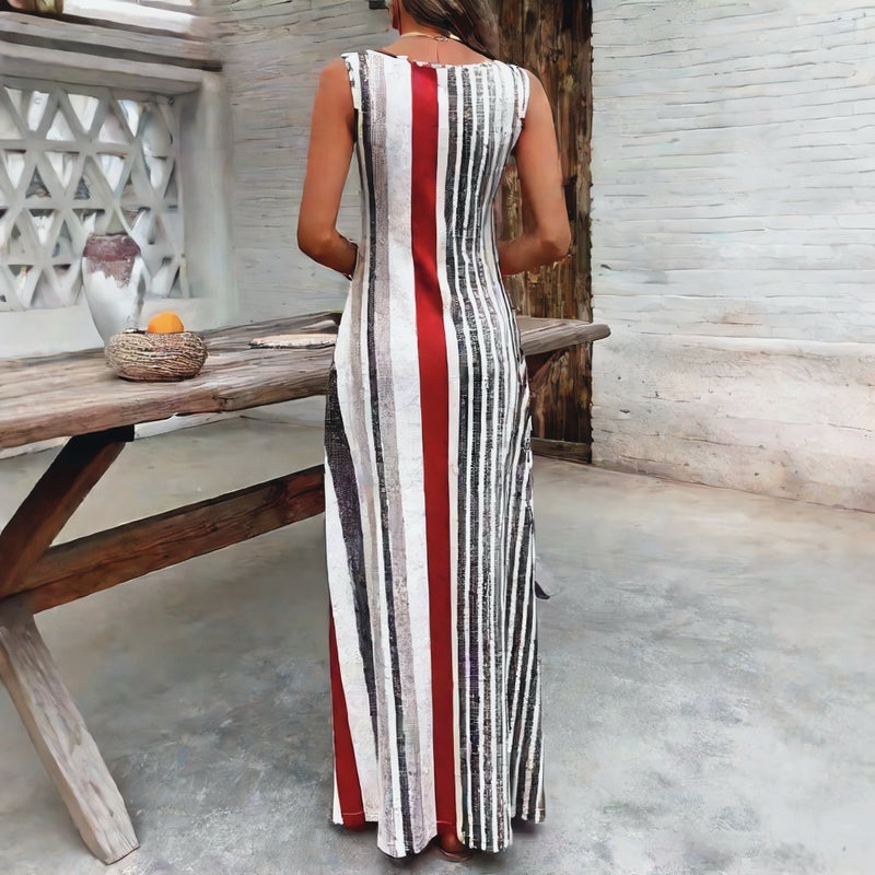 Elegant Striped Sleeveless Summer Dress - Image 4