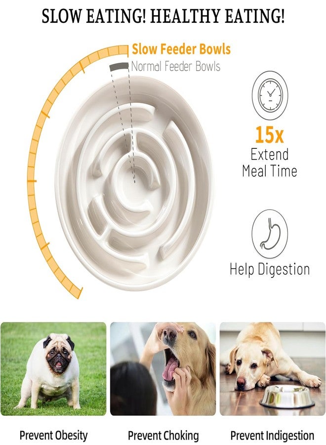 Soniuong Ceramic Slow Feeder Dog Bowl,1.5 Cups Pet Slow Feeder for Small and Medium Breed,Puzzle Dog Food Dish,Anti-Gulping,Stop Bloat,Preventing Choking(White) - Image 4