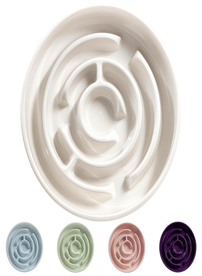 Soniuong Ceramic Slow Feeder Dog Bowl,1.5 Cups Pet Slow Feeder for Small and Medium Breed,Puzzle Dog Food Dish,Anti-Gulping,Stop Bloat,Preventing Choking(White) - Image 1