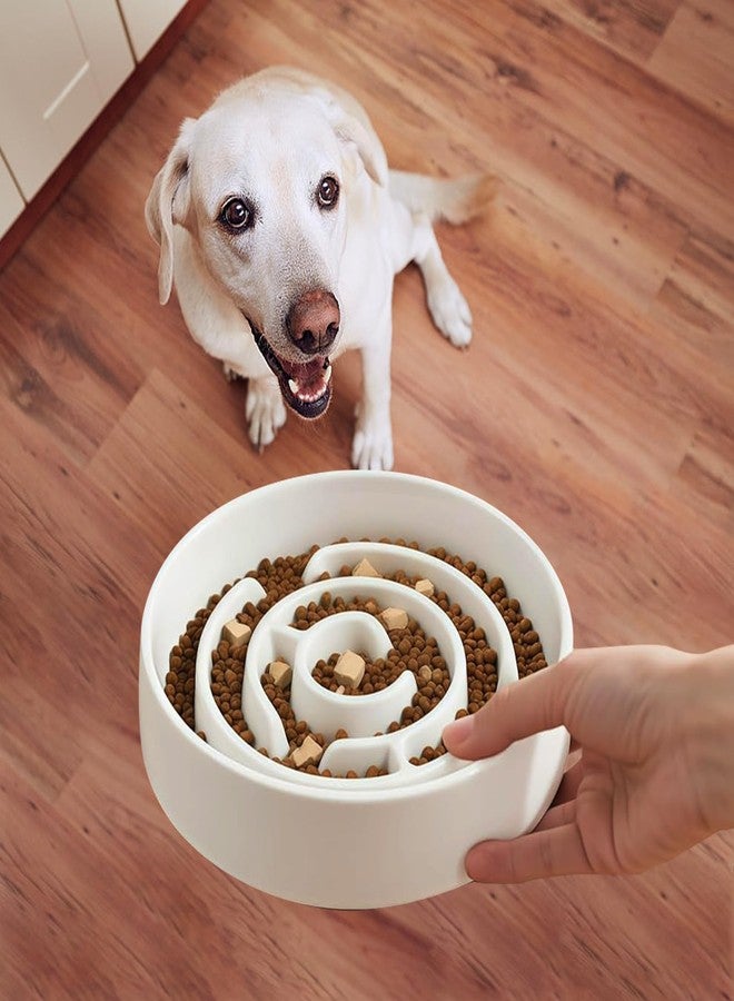 Soniuong Ceramic Slow Feeder Dog Bowl,1.5 Cups Pet Slow Feeder for Small and Medium Breed,Puzzle Dog Food Dish,Anti-Gulping,Stop Bloat,Preventing Choking(White) - Image 3
