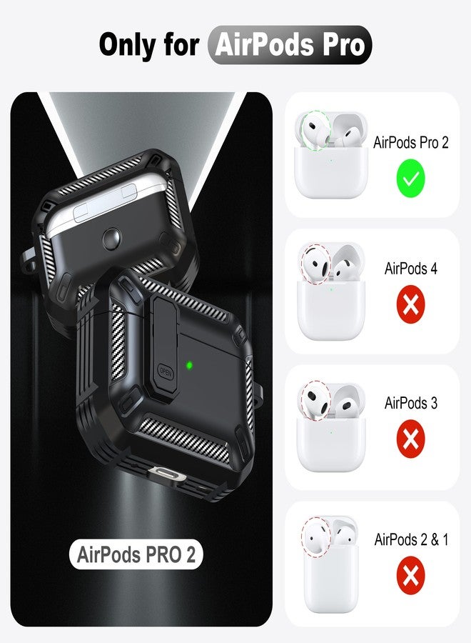 RFUNGUANGO for AirPods Pro 2nd Gen Protective Case with Cleaning Kit, Military Hard Case with Lock for AirPod Gen 2 Charging Case 2023, 2022, Black - Image 2