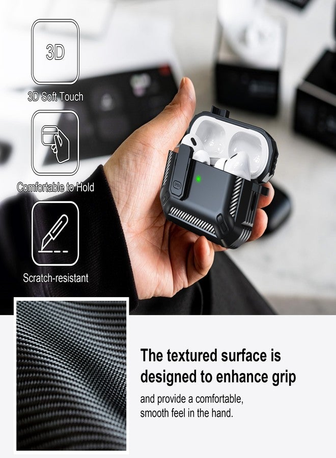 RFUNGUANGO for AirPods Pro 2nd Gen Protective Case with Cleaning Kit, Military Hard Case with Lock for AirPod Gen 2 Charging Case 2023, 2022, Black - Image 3