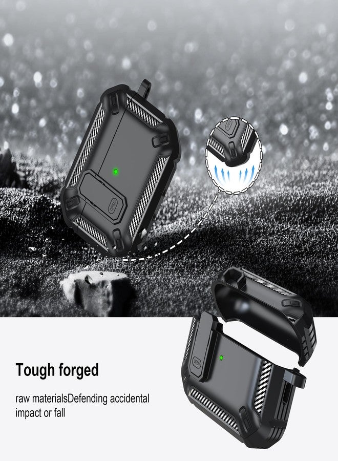 RFUNGUANGO for AirPods Pro 2nd Gen Protective Case with Cleaning Kit, Military Hard Case with Lock for AirPod Gen 2 Charging Case 2023, 2022, Black - Image 4